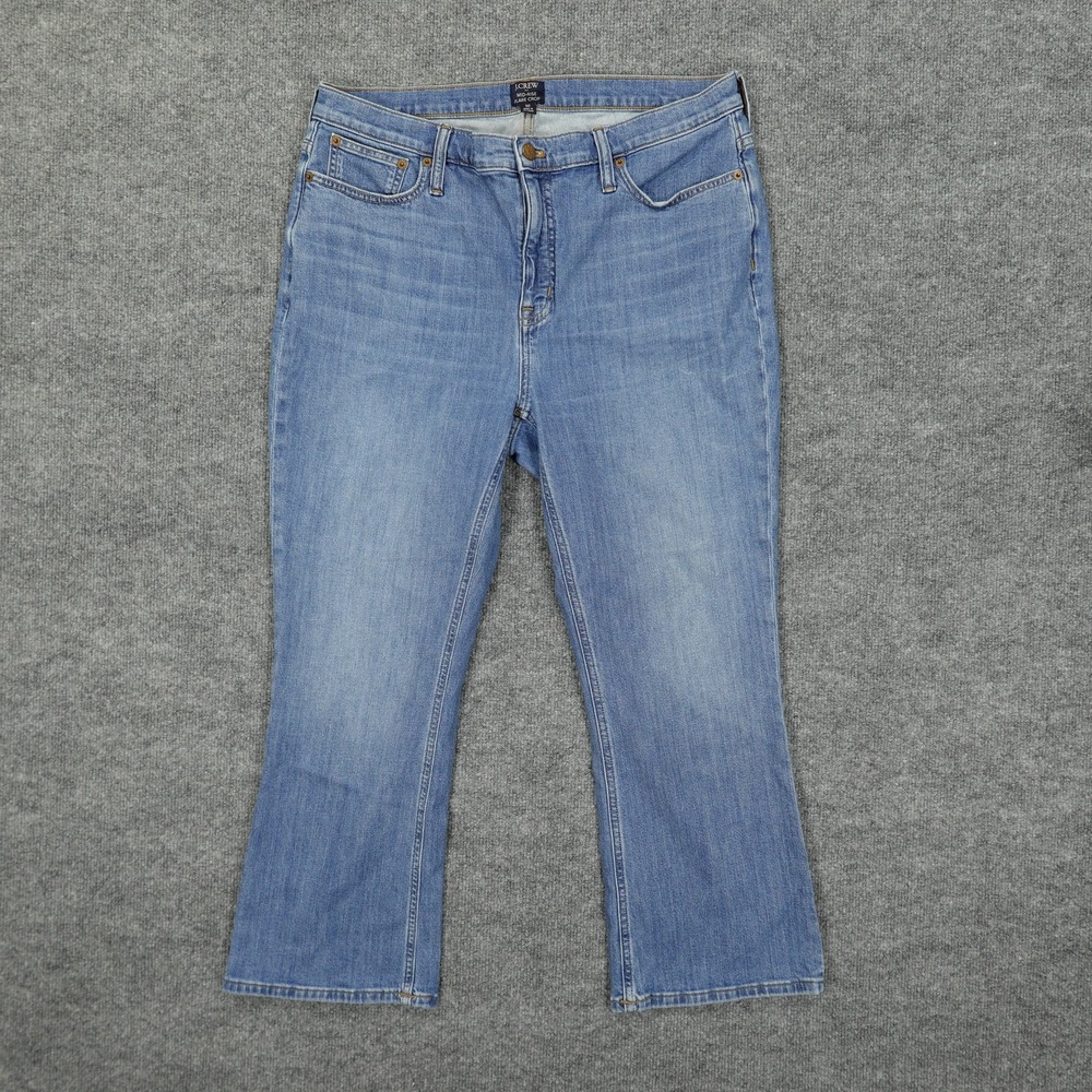 J Crew Mid Rise‎ Flare Crop Jeans Womens 32 Blue Denim Stretch Casual Wear